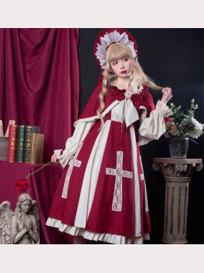 Cross Deed Gothic Lolita Dress OP + Cloak Set by AnnieParcel (AP04)